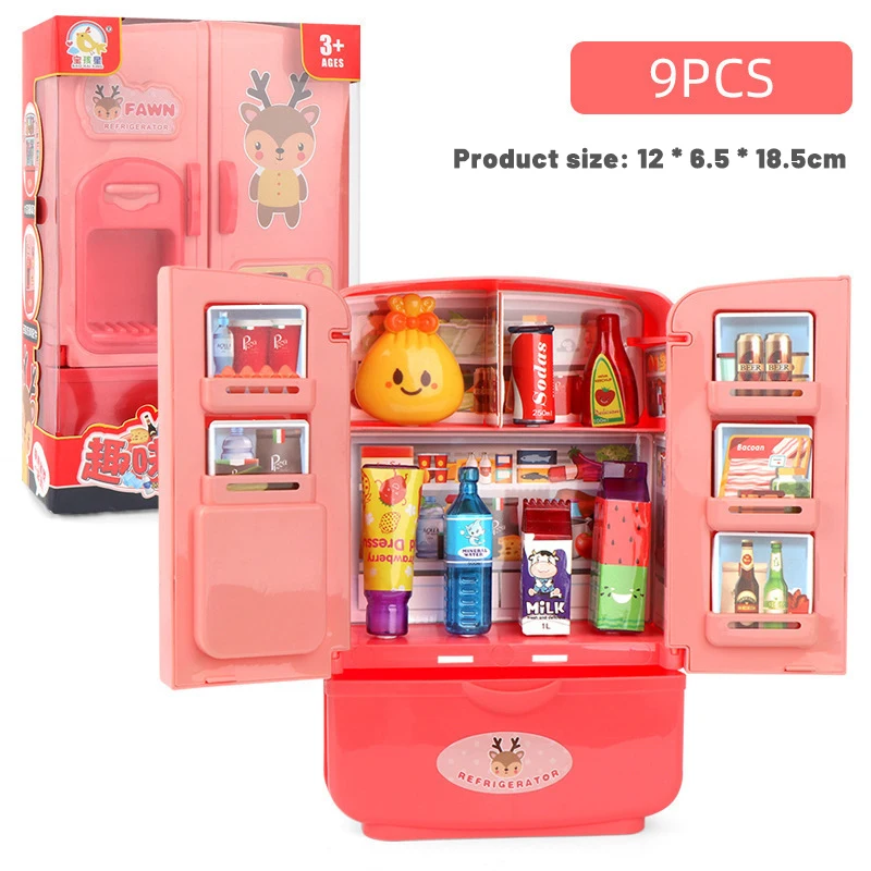 Children's play house simulation refrigerator kitchen toy double door mini appliance girl smart refrigerator toy