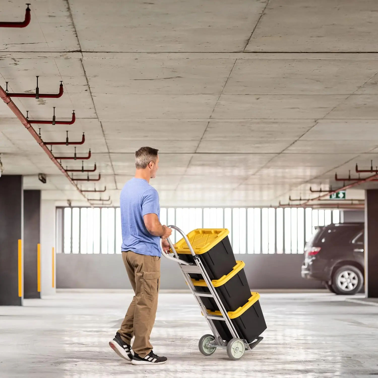 Camión de trabajo con manija de bucle vertical - Carros de aluminio con ruedas - Capacidad de 500 libras - Ruedas de 8" 52,25" A x 17,5" de ancho con