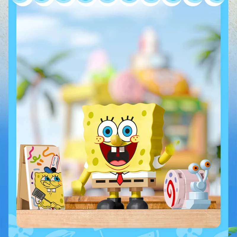 SEMBOBLOCK klocki SpongeBob Patrick Star widok na ulicę klocki zmontowane zabawki dla dzieci ozdoby modelowe prezent dla dziewczynki