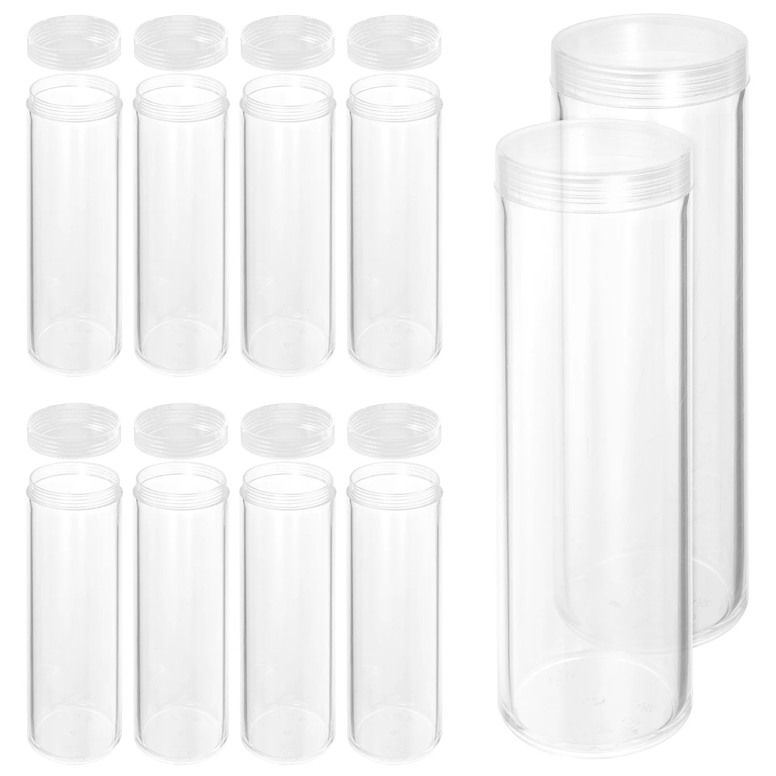 

10 Pcs Coin Box Holder Collecting Supplies Plastic Tube Storage Tubes with Caps