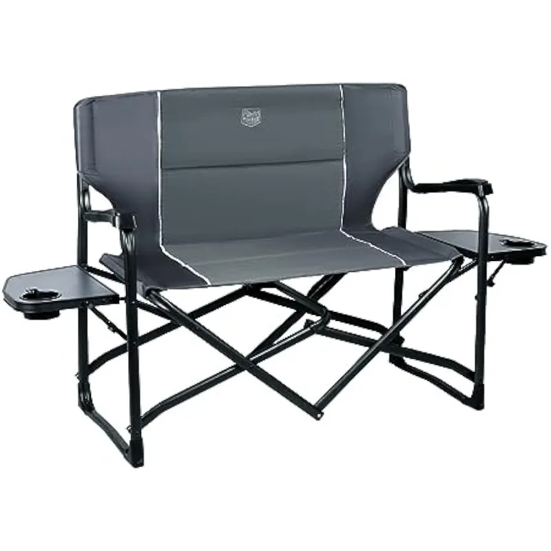 

TIMBER RIDGE 38" Wide Oversized Double Folding Camping Person Lawn Chair with 2 Side Tables & Cup Holders