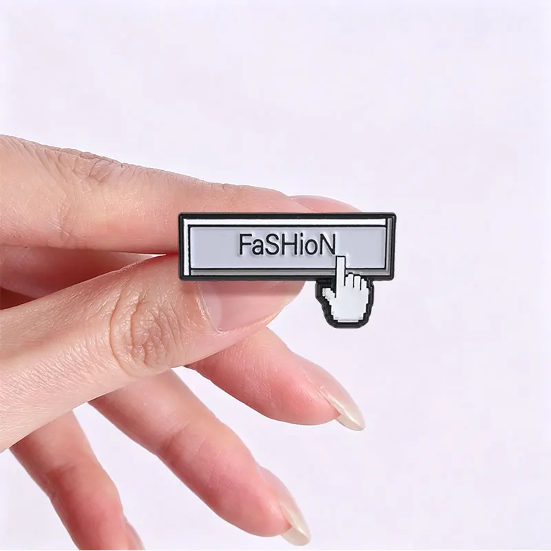 FaSHioN Search Box Click Button Enamel Pin Retro Web Mouse Pointer & Gray White Text Frame Brooch Bags Lapel Badge Jewelry Gifts