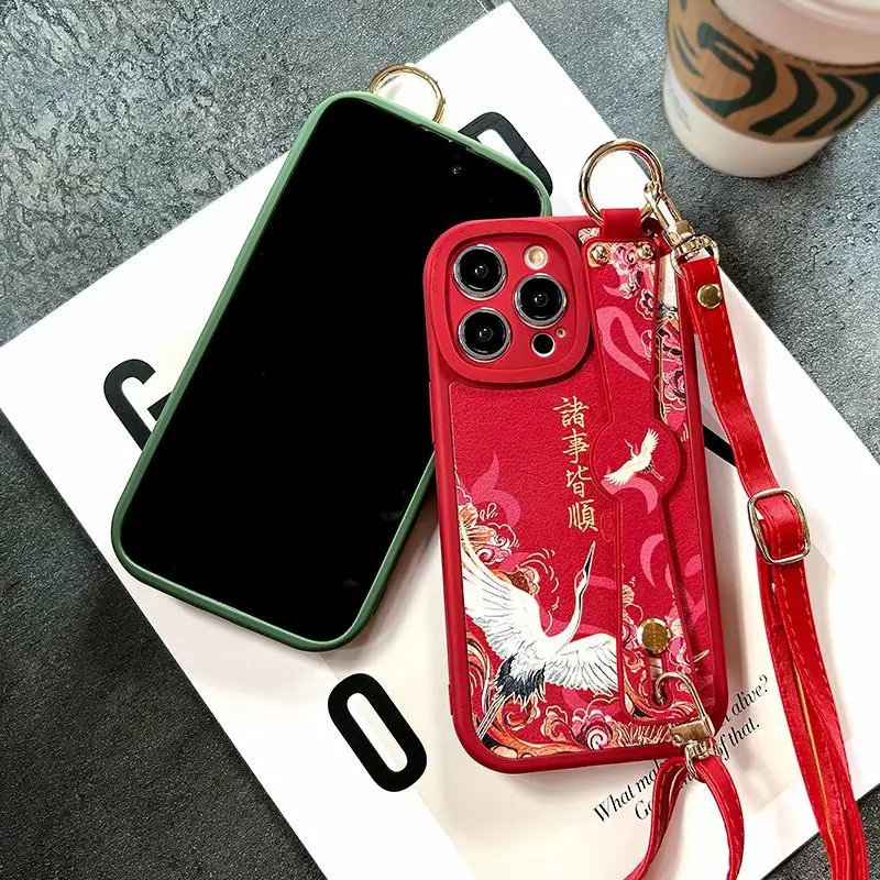 Imagem -04 - Suporte Pulseira para Iphone Capa de Telefone Elegante Chinês xs Max Nova Tendência Iphone 15 13mini 12pro Max