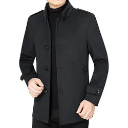 New Winter Men Woollen Blazers Jackets Overcoats Man Cashmere Suits Coats Male Stand-up Collar Business Casual Trench Coats 3XL
