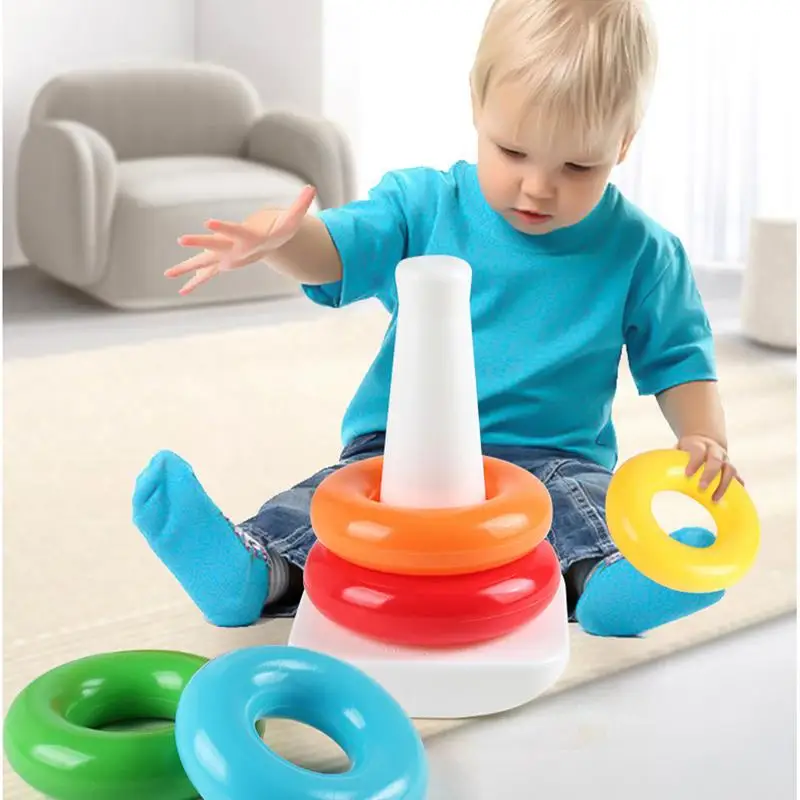 Rainbow Stacking Rings Early Educational Learning Stacking Tower Early Educational Learning Stacking Tower Kids Toy Stacker