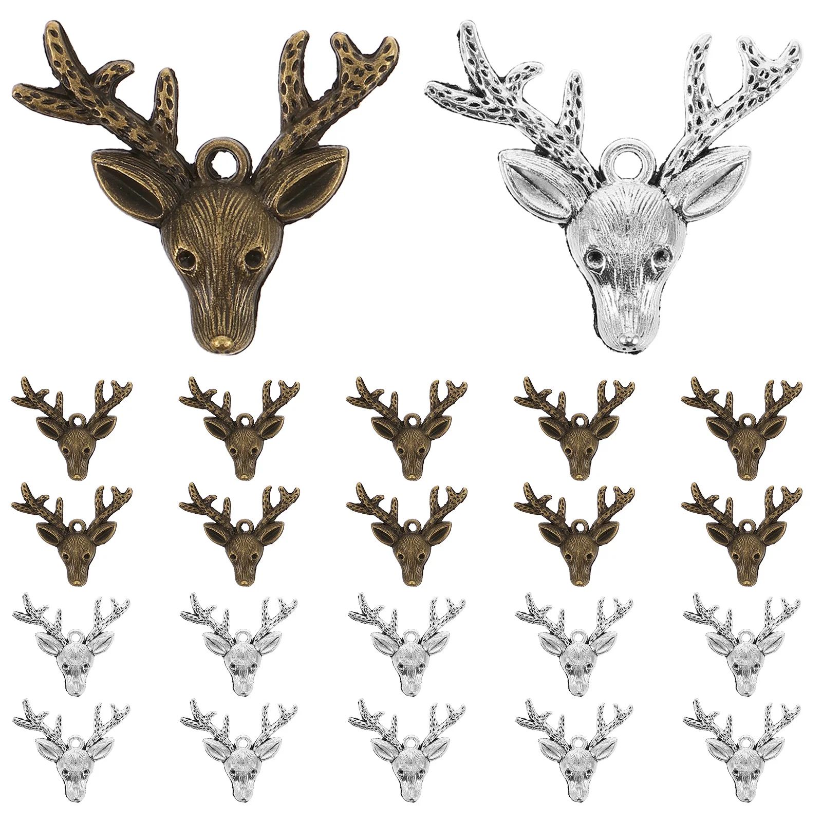 

20pcs Retro Deer Pendant Charm Alloy Diy Jewelry Making Charms For Necklace Bracelet Craft Animal Shape Pendants Vintage Silver