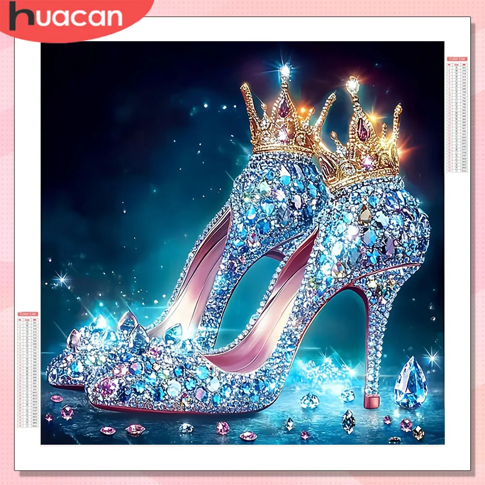 HUACAN Diamantmalerei Krone High Heels Heimdekoration Hobby Kreative Fantasielandschaft Diamantmosaik Quadratische Steine