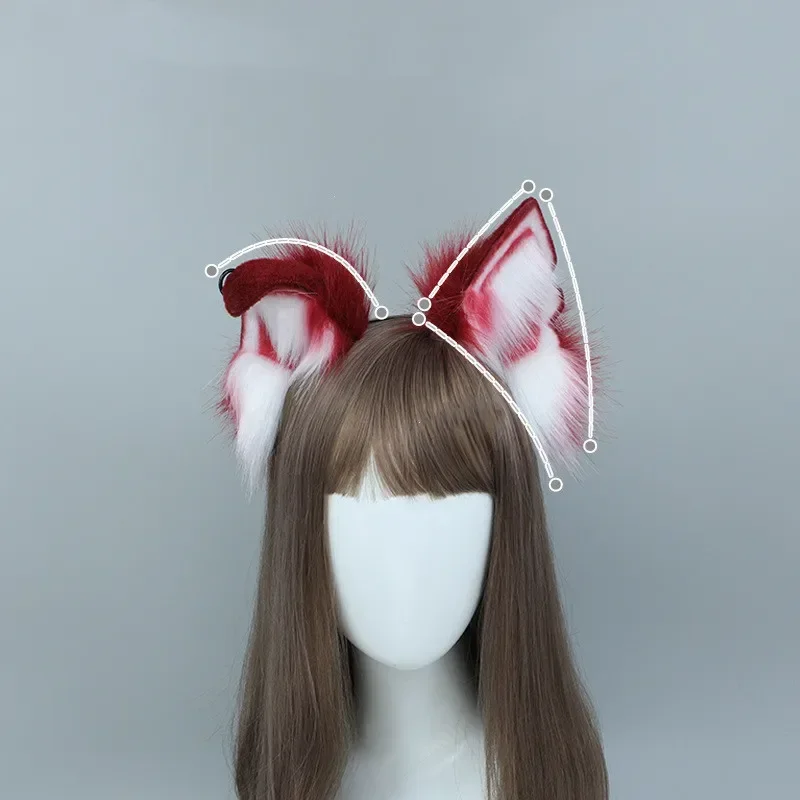 Neue Rote Wolf Anime Ohr Biest Schwanz Kopfbedeckung Requisiten Simulation Katze Ohren Stirnband COSPLAY Lolita Hand Made LOL Fox Accesso MN4