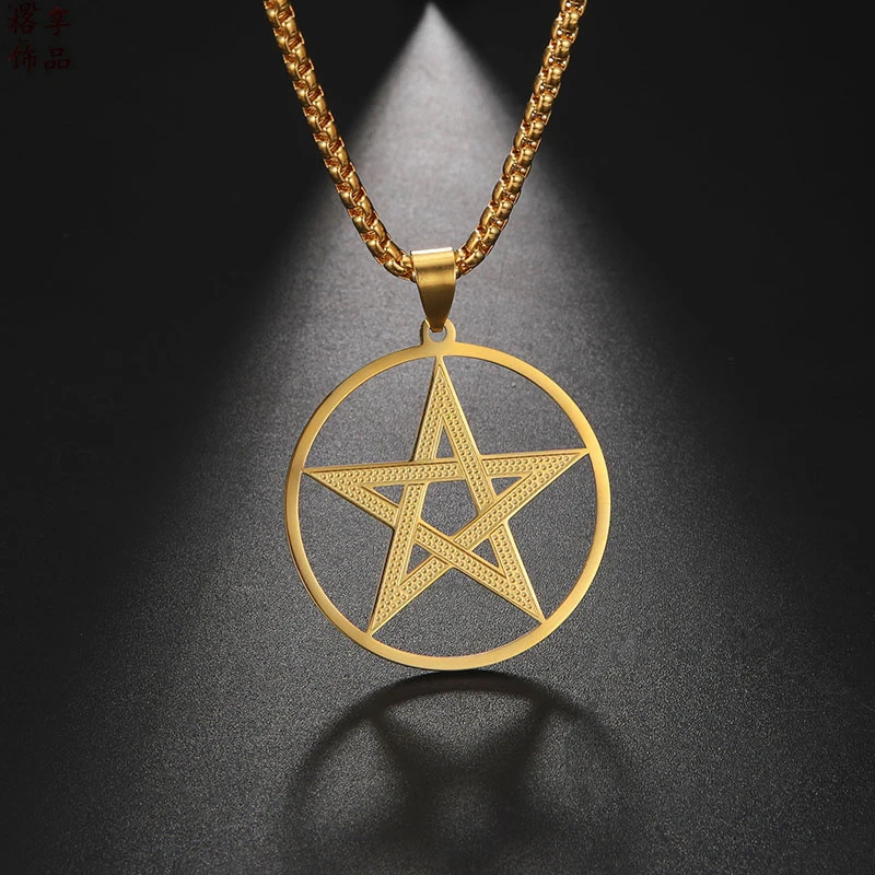 Fashion Real 18k Gold Plated Pentagram Necklace Stainless Steel Women Jewelry Charm Pendant Necklace Silver Pentagram Pendant