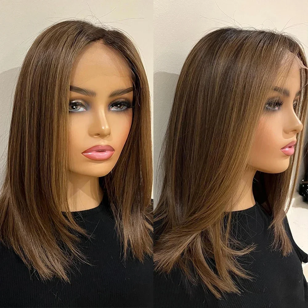 Highlight Blonde Glueless Soft Bob Long Straight 5x5 Silk Base Jewish Human Hair With BabyHair HD Lace European Hair Preplucked