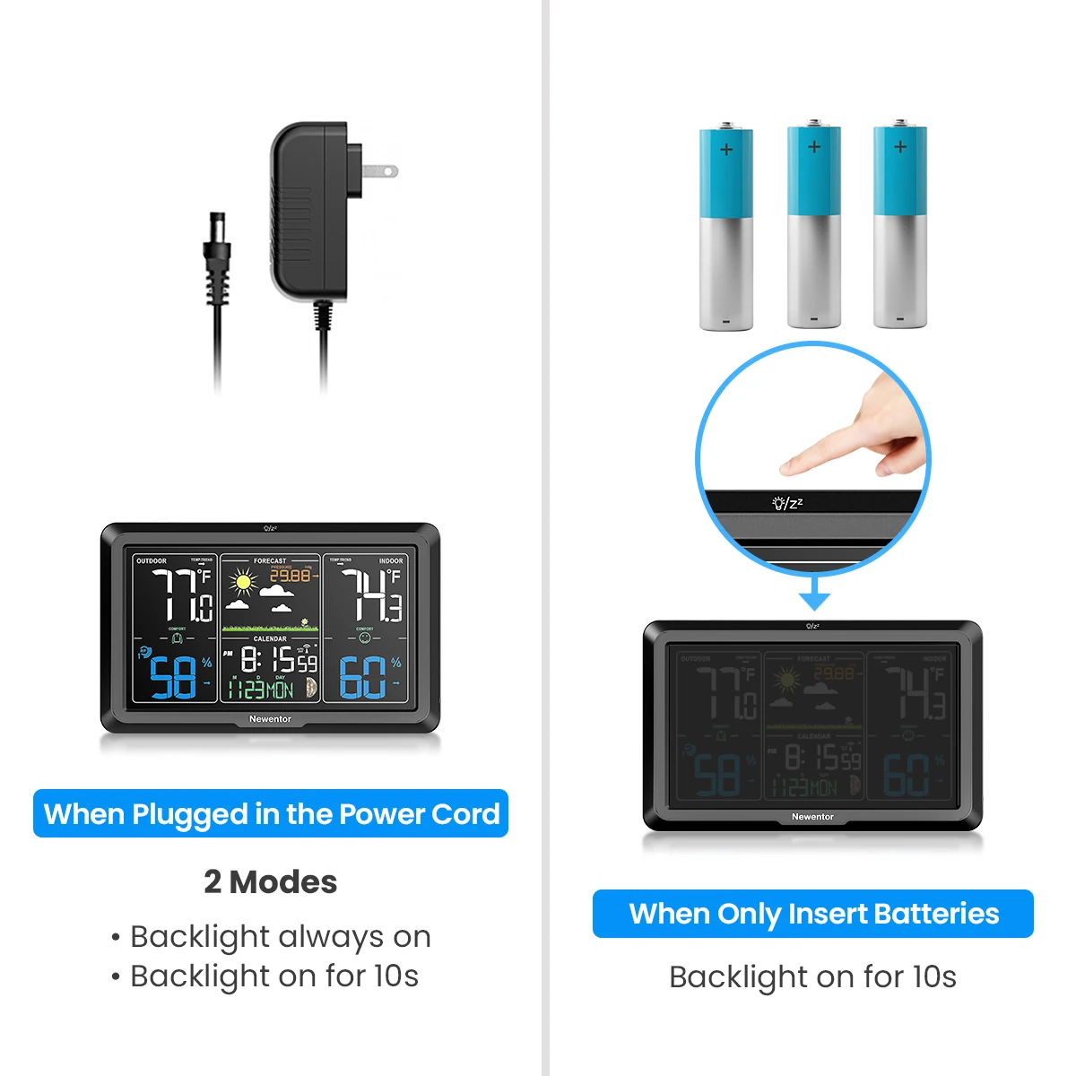 شاشة ملونة كبيرة للمنزل داخلي/خارجي Q7 مقياس حرارة الرطوبة مع توقعات أو جدار جبل أو محطة الطقس حامل الطاولة