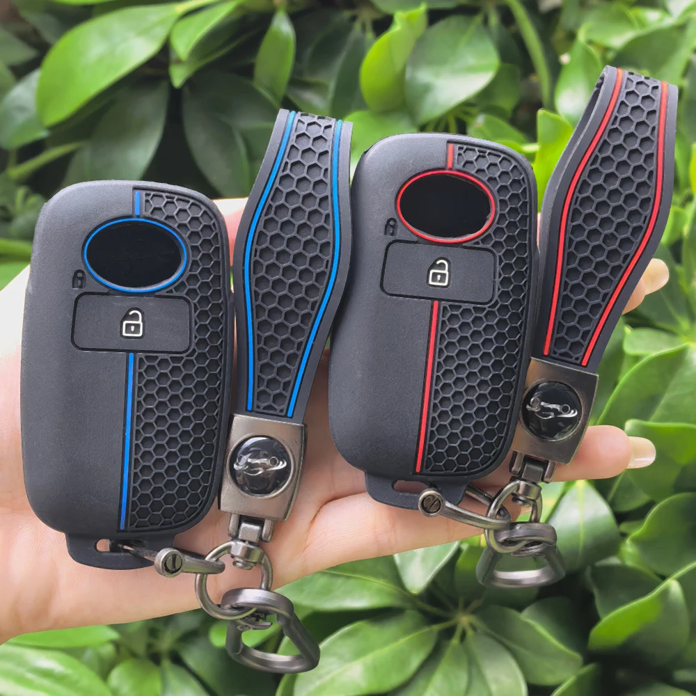 2 Buttons Silicone Key Case for Toyota Wigo Raize for Daihatsu Rocky Car Key Cover Keychain Holder Auto Accessories