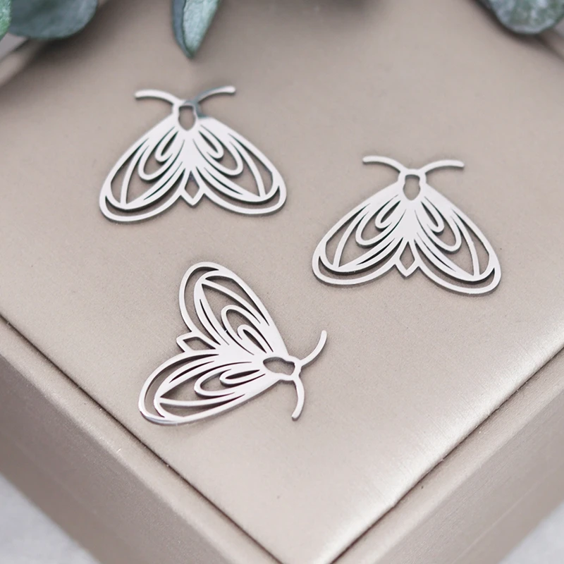 3pcs Insect Moth Stainless Steel Pendant Jewelry Butterfly Diy Charm Bracelet Making Gothic Charms For Jewelry Making Trinket