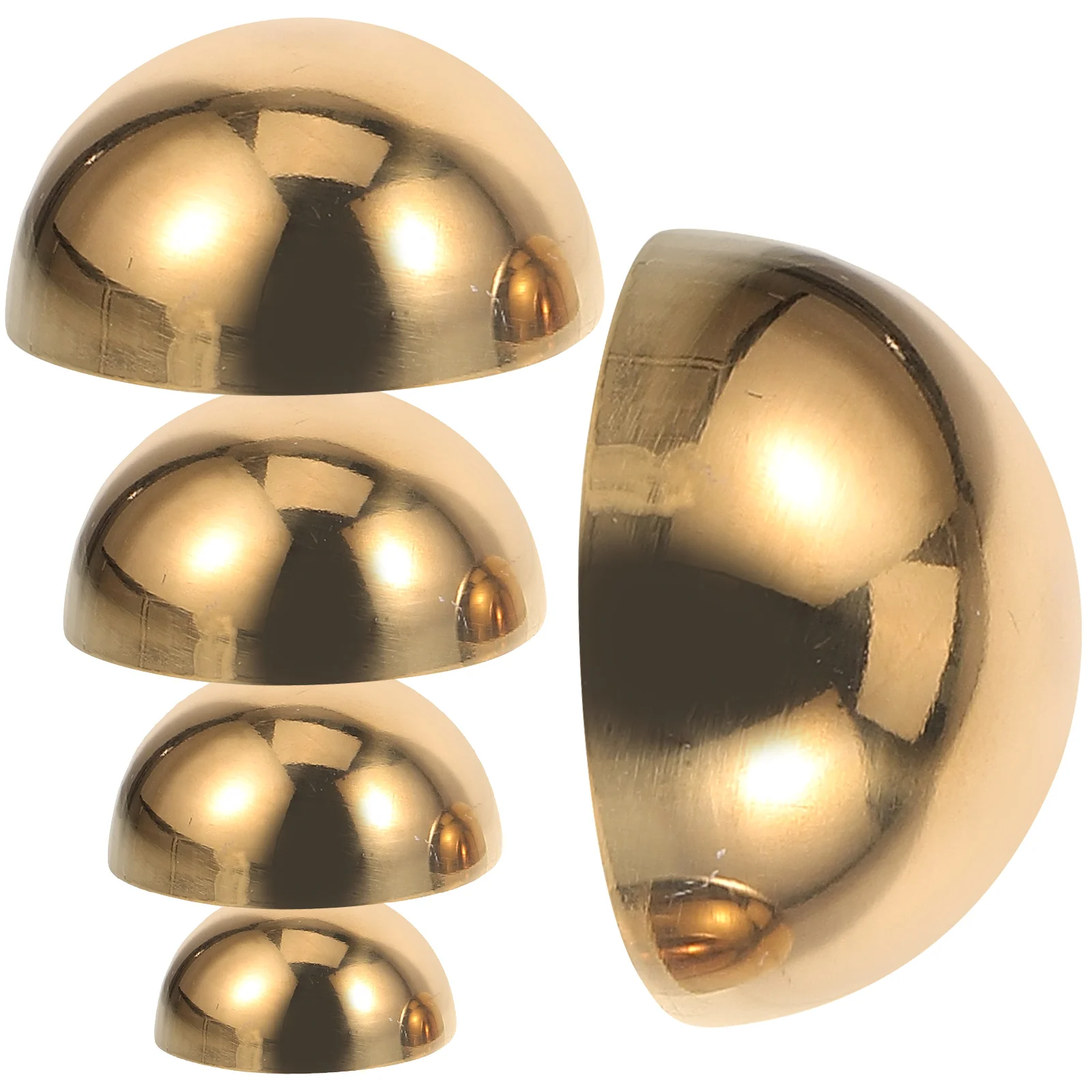 5 Pcs Stainless Steel Semi-circle Ball Garden Decorations Reflective Mirror Balls Golden Spheres