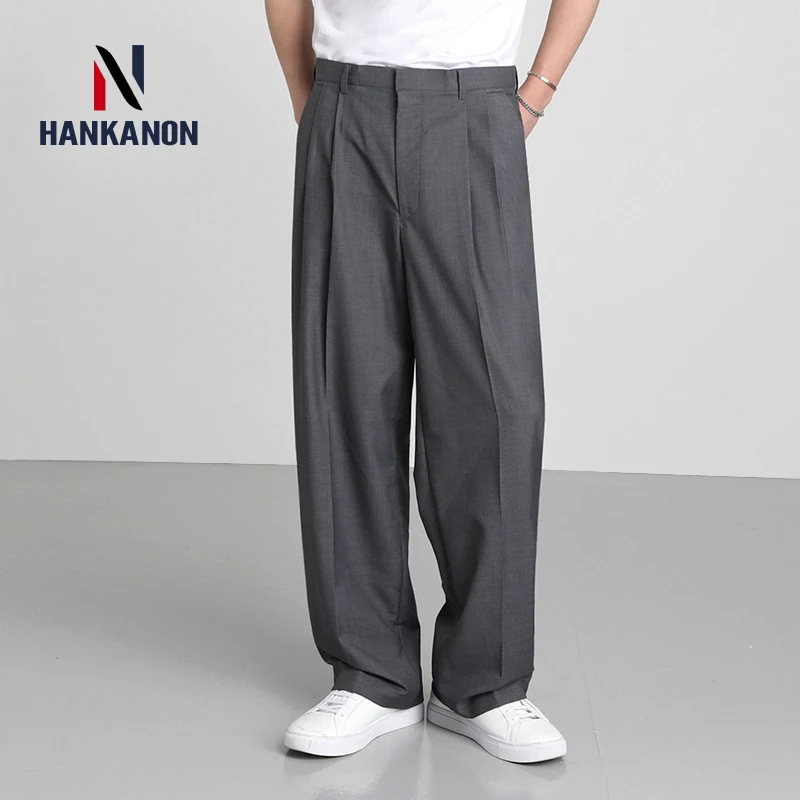 

Men's Summer Korean Version Loose Straight-leg Trousers Suit Pants Casual Drape Wide-leg Pants.2024 High-quality Menswear