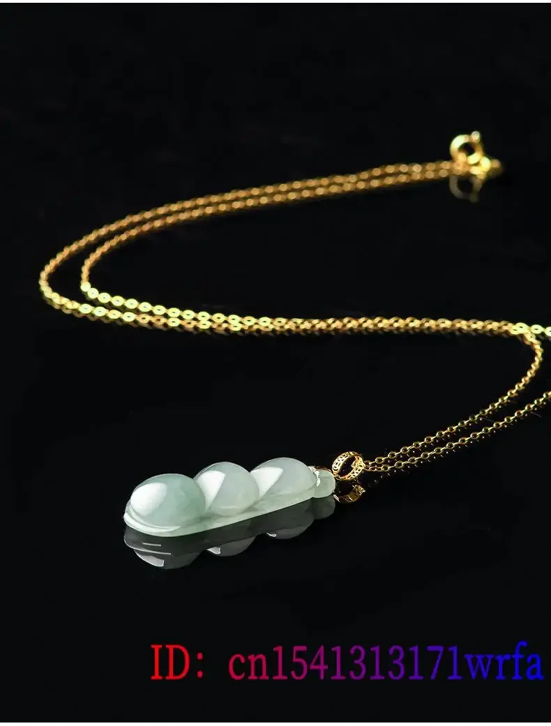 Burmese Jade Beans Pendant 925 Silver Emerald Accessories Talismans Gemstones Natural Designer Green Stone Jadeite Necklace