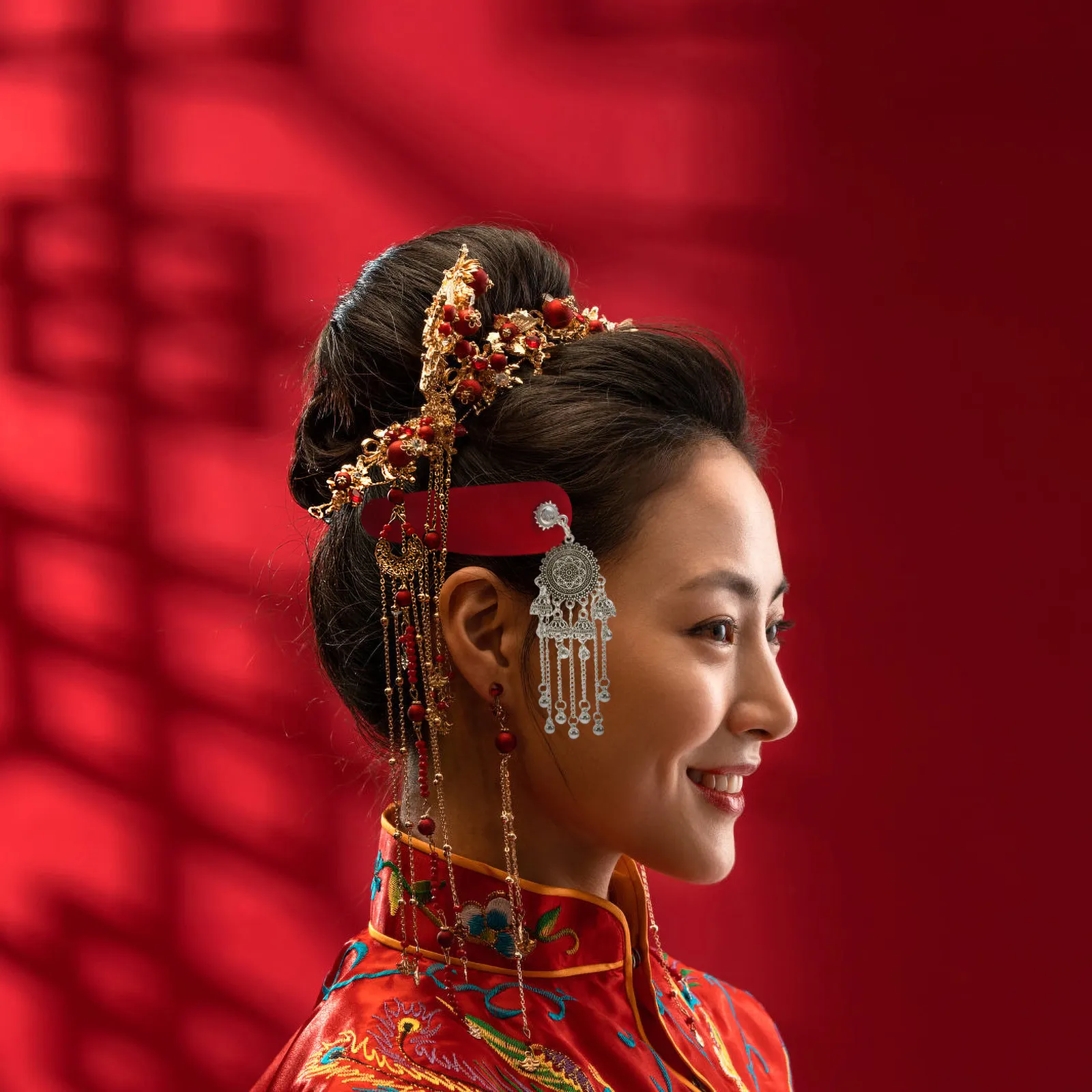 

Elegant Retro Chinese Style Hair Clip Women Wedding Accessory Vintage Barrette Small Decorative Clip for Thin Hair Festival