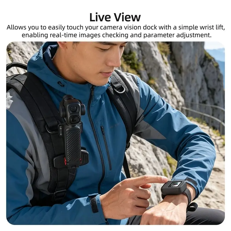 DTB7 Protective Silicone Case & Wrist Strap for DJI Pocket 4P, Viewfinder Remote Mount, Adjustable Length, Tear-Resistant,