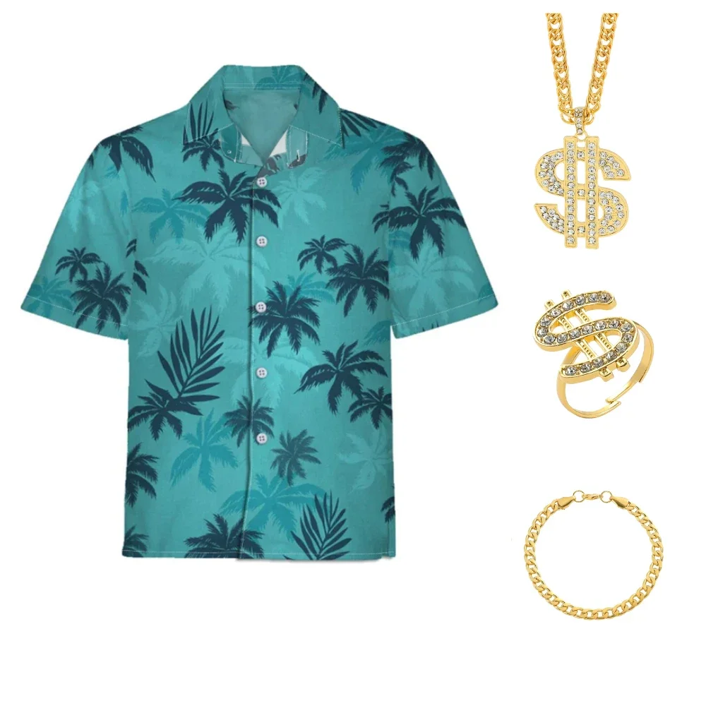 Game Tommy Vercetti Cosplay Costume Grand Shirt for Men Protagonist Player Coast Style Hawaii Beach Shirt Halloween Carnival