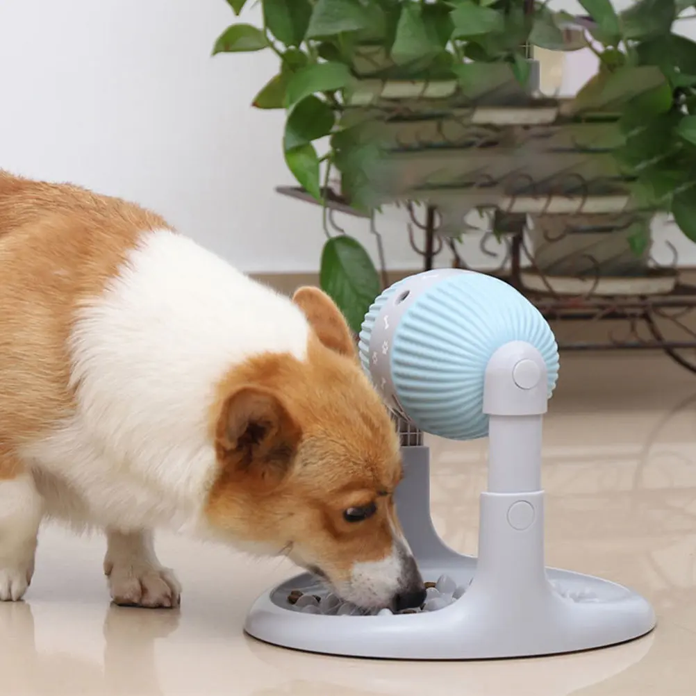 Adjustable Height Slow Food Dispenser for Dogs Cats Treat Dispensing Feeder Interactive Slow Feeder Training Tool Non Slip Base