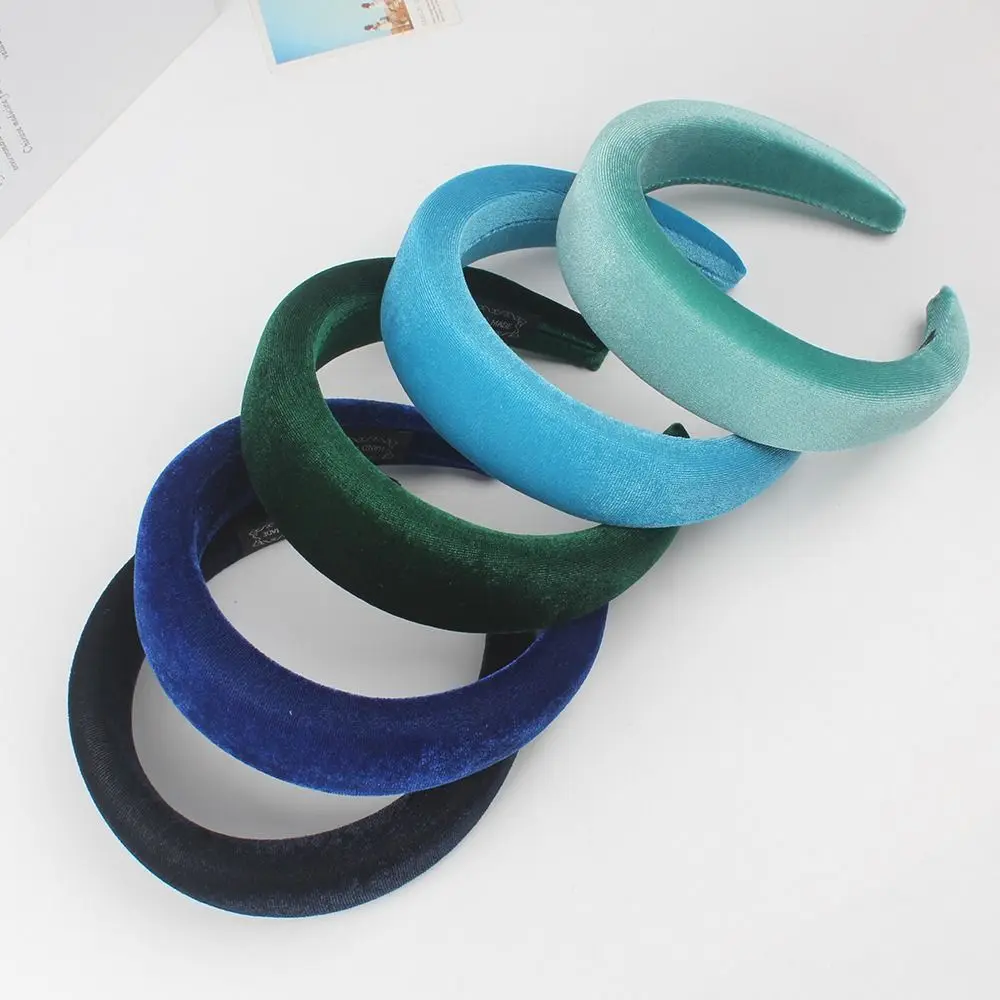 Women's Velvet Headband Padded Hairband Wide Sponge Hair Hoop Band Accessories