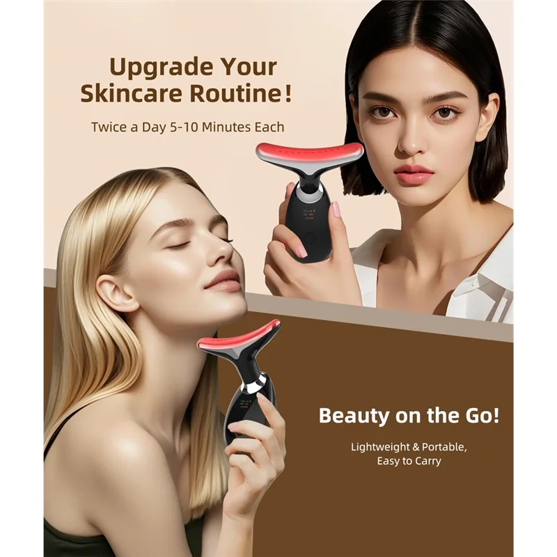 อุปกรณ์นวดหน้าด้วยแสงสีแดงสำหรับใบหน้าและลำคอ, เครื่องมือดูแลผิวแบบพกพา 7 สี ช่วยฟื้นฟูผิว