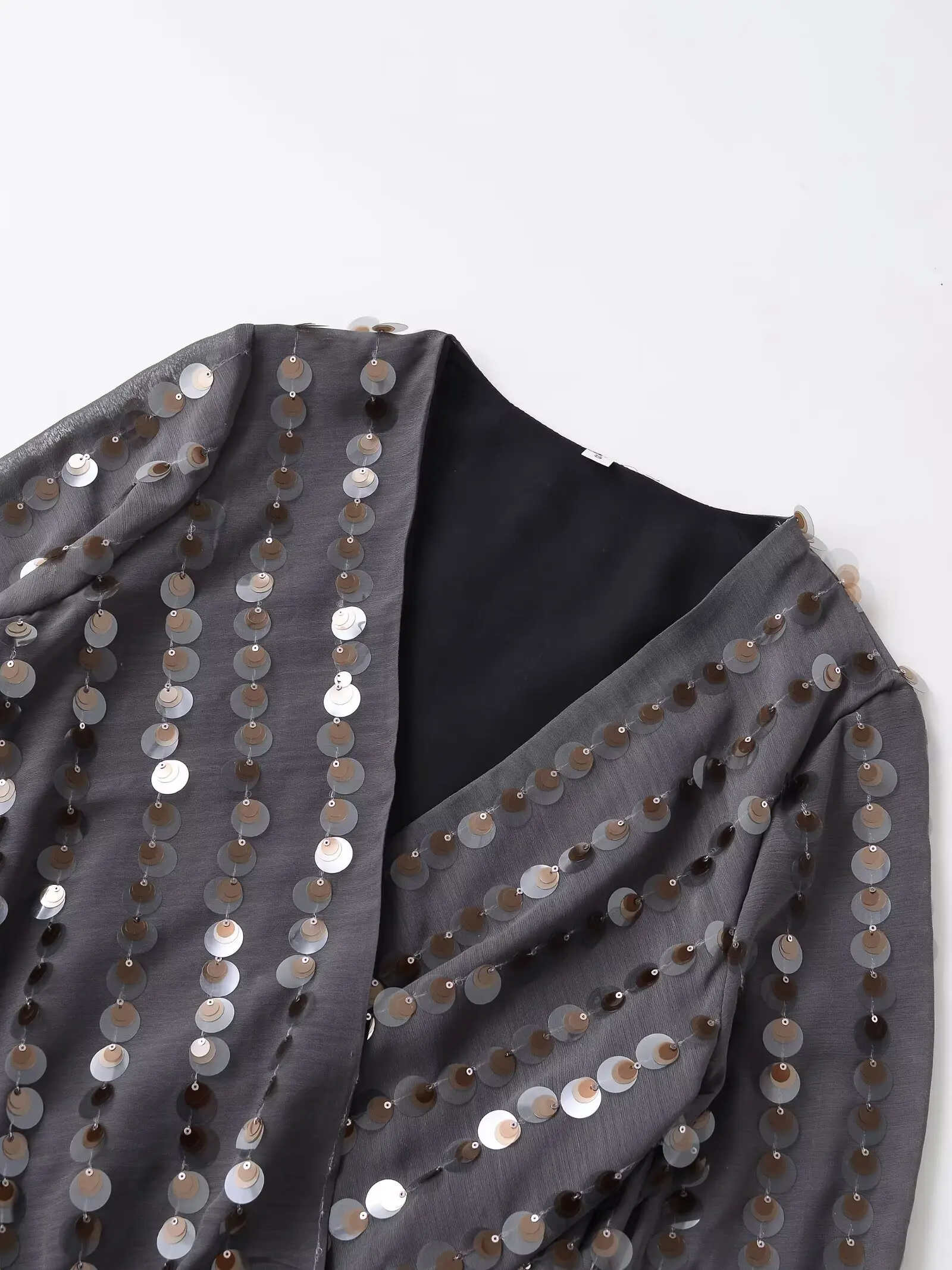 Jenny&Dave Franse mode decoratieve jumpsuit met pailletten, sexy elegante bodysuits met V-hals, trui, tops, dameskleding