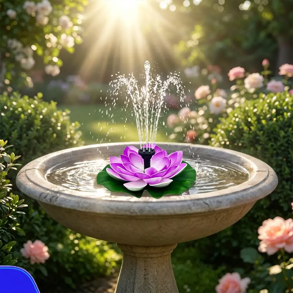 Solar Powered Outdoor Water Fountain Interchangeable Spray Nozzles Mini Fountains Pump for Gardens Ponds Fish Tanks Courtyards