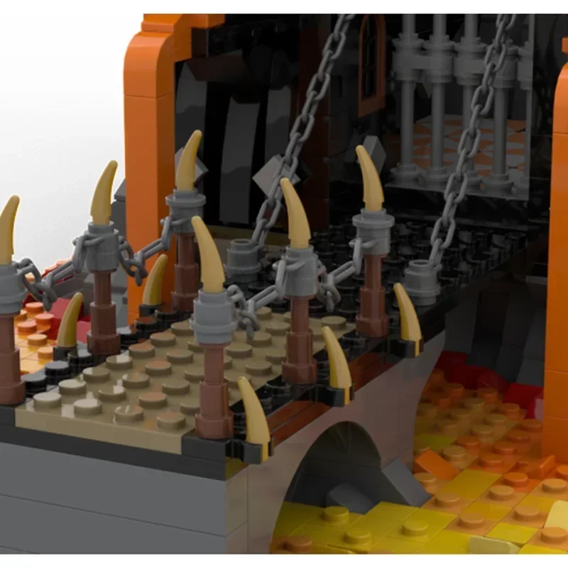 Castelo medieval modelo moc blocos de construção base lava do dragão fortaleza técnica modelo tijolos diy montagem brinquedos construção presente