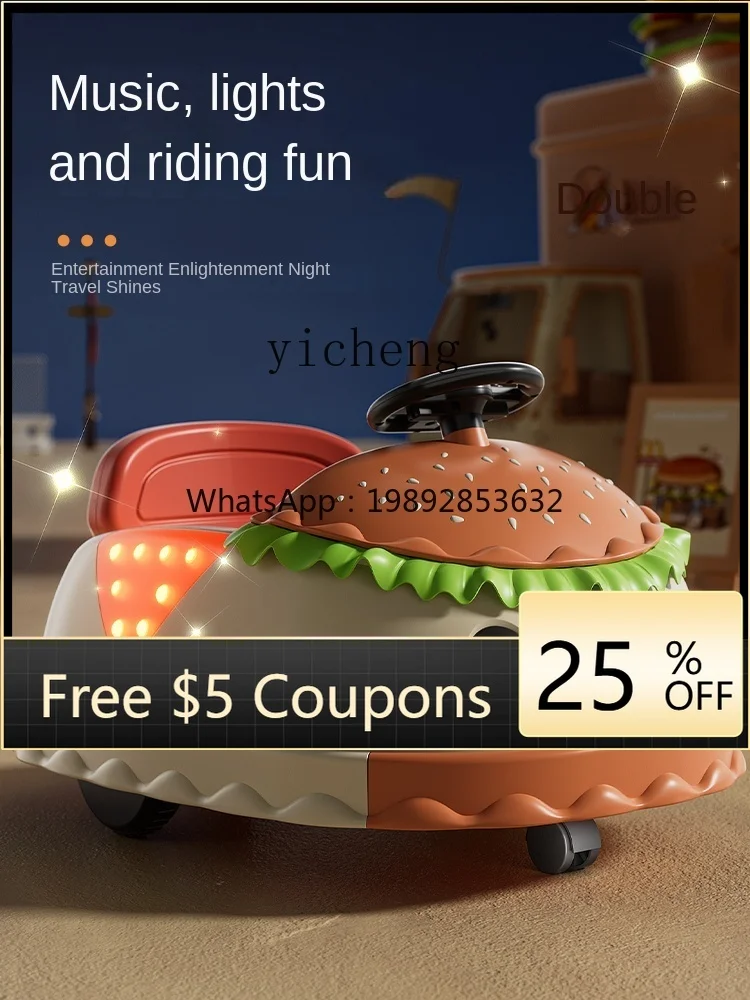 

zz Children's Electric Car Bumper Car Baby Toy Sitting Stroller with Remote Control Charging