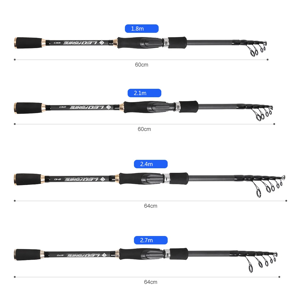 Imagem -04 - Leo-diversas Seções Rod Telescópico Isca de Alto Carbono Rod Fundição Giro Viajando Rod Leo 1.8m2.1m2.4m2.7m Nova Chegada