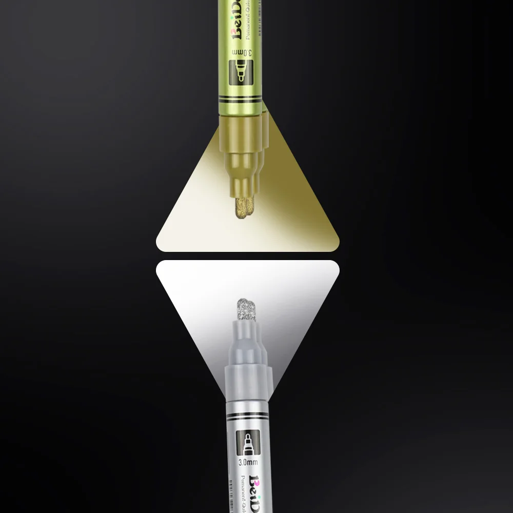 Caneta marcador de espelho cromado, tira dourada, reflexiva, permanente, cromo, para modelo, metal, madeira, pedra