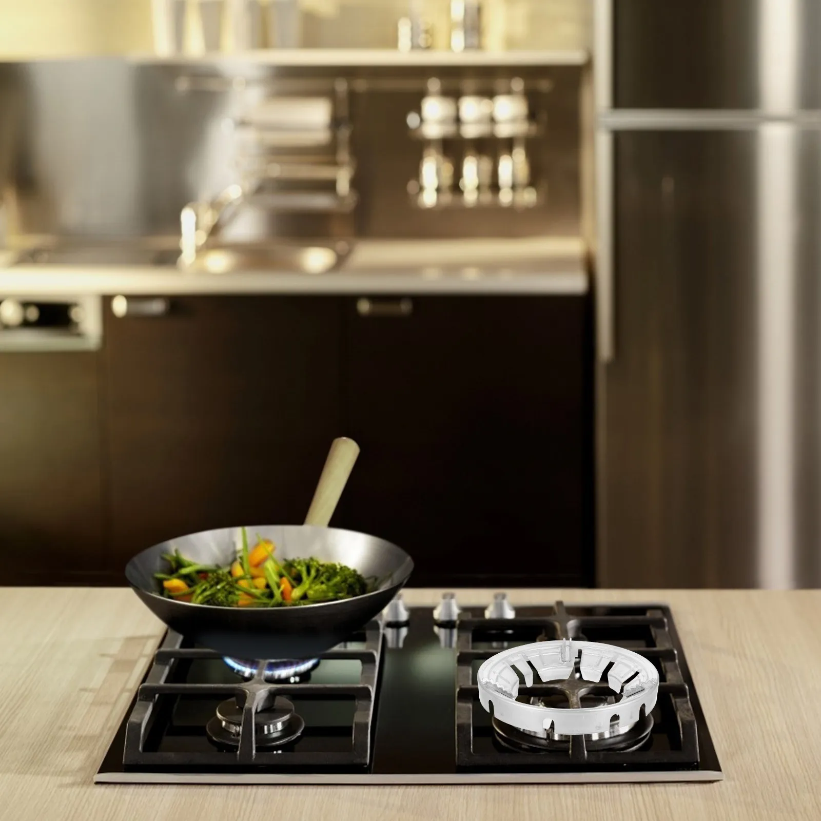 2Pcs Windproof Stove Cover Gas Stove Hood Energy Saving Pot Holder Rack Alloy Fire Bar Accessories