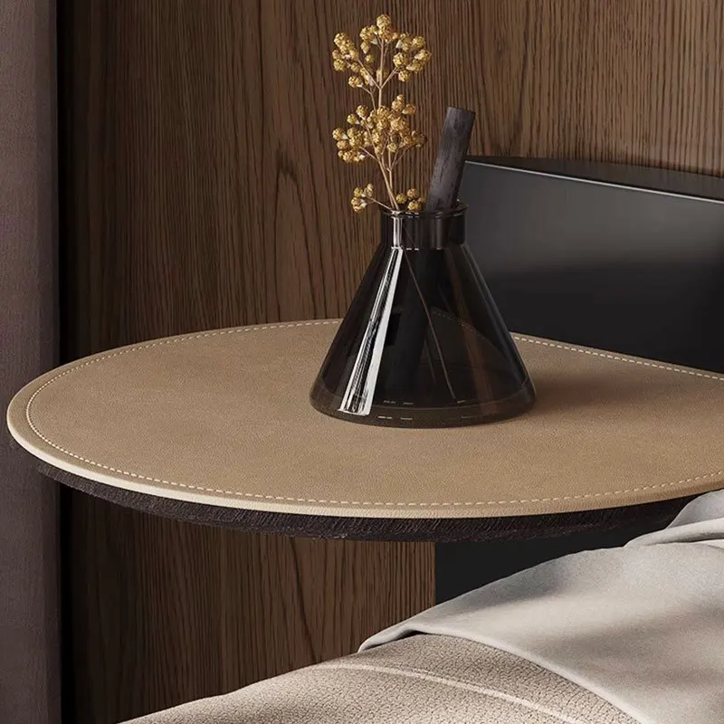 Minimalist saddle leather small coffee table, small apartment light luxury small table