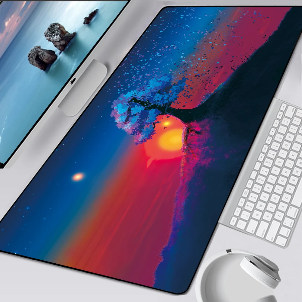 Sakura Japanese Style Desk Mat, Anime Desk Mat, Game Desk Mat, Forest Mouse Pad, Cherry Blossom Mouse Pad.