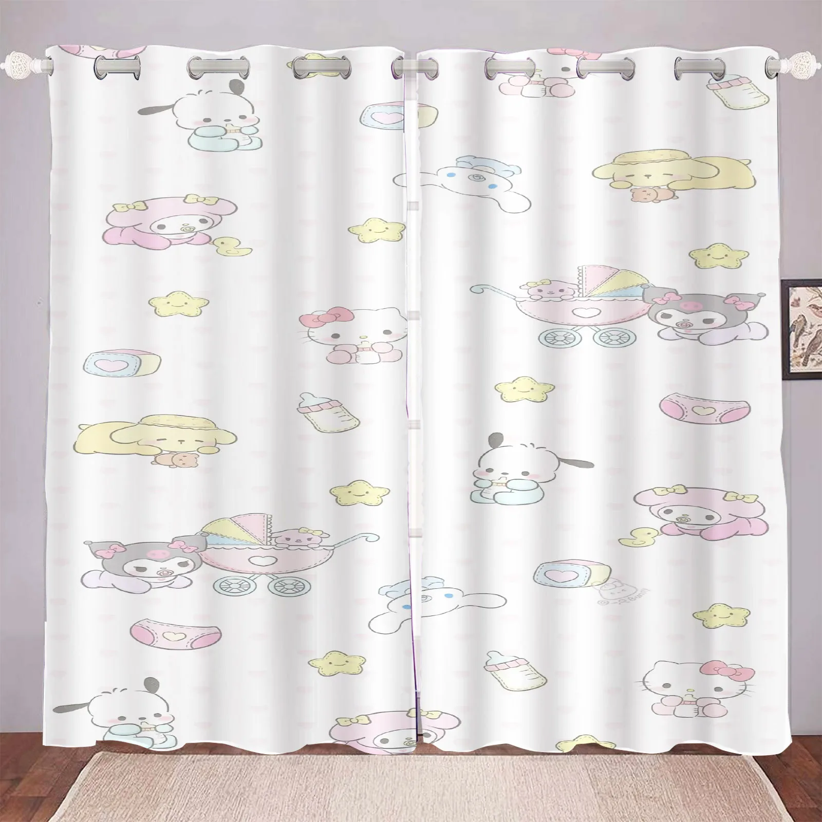 

MINISO Sanrio Super Cute Living Room Blackout Cartoon Curtains, Animated Curtains, Customisable Home Nursery, Window Treatments