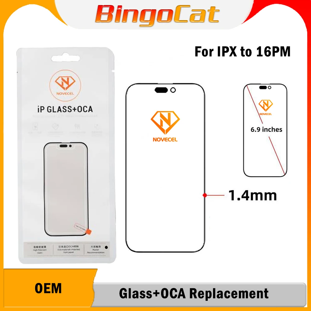 10pcs OEM For iPhone 16E 14 15 16 16Pro Plus13 12 11 pro max X XS MAX Outer Glass With OCA Glue Touch Lens Screen Replacement