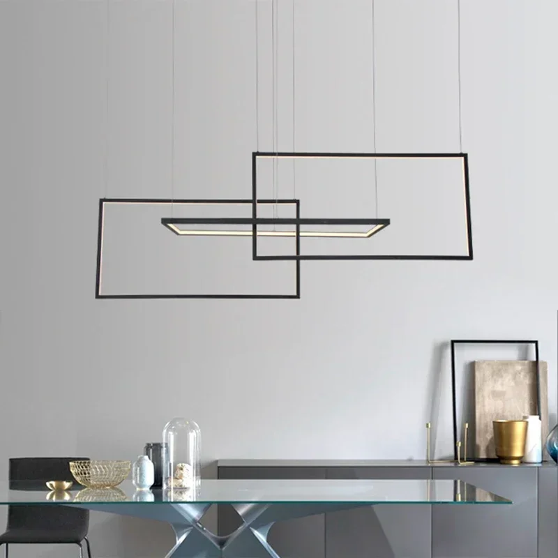 الحديثة مستطيلة Led أضواء الثريا غرفة المعيشة الطعام قلادة أضواء ديكور المنزل بار المطبخ دراسة مصباح معلق الإنارة #3