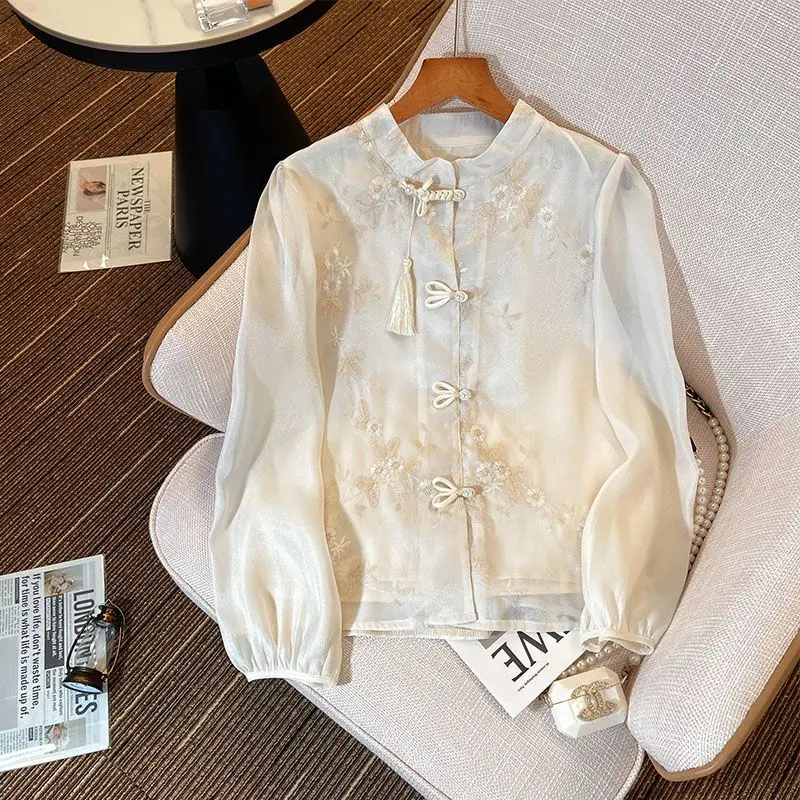 

Traditional Chinese Clothing Women's Hanfu Shirt for Spring Summer 2026 Short Top