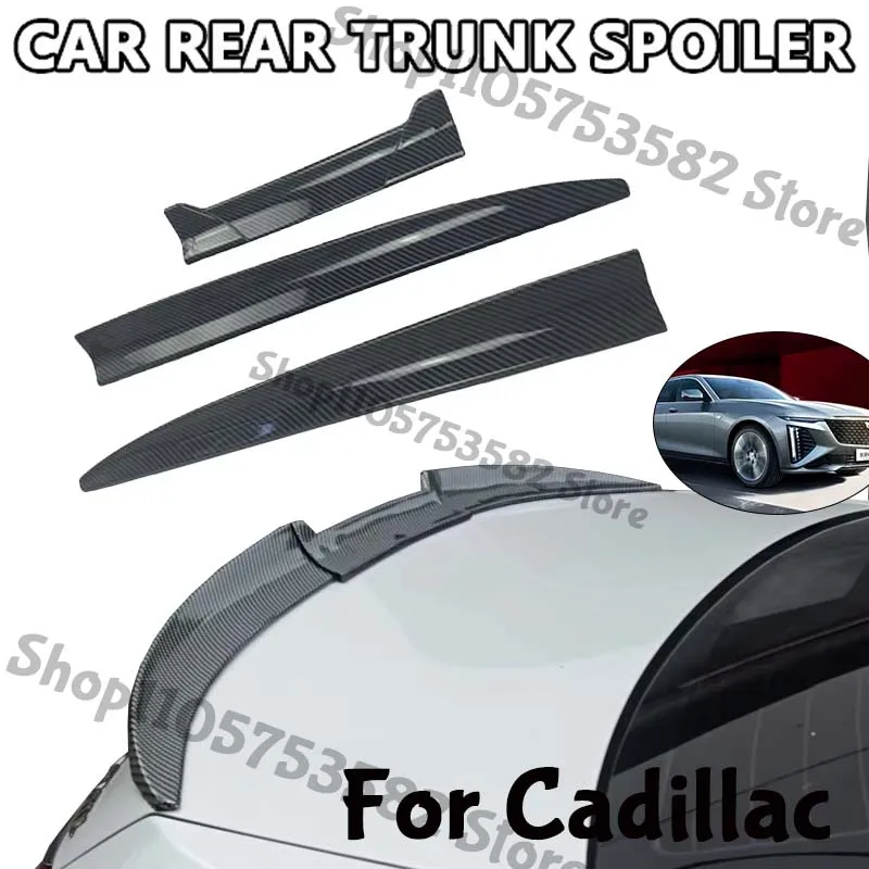 3Pcs DIY Cuttable Rear Trunk Spoiler Roof Wing Matte Black Universal Car Spoiler For Cadillac Sedan Hatchback Modification