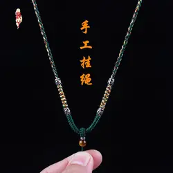 Hand-woven Multicolored Pendant Rope 925 Silver Diamond Knot Necklace Rope Men's and Women's Fashionable Adjustable Rope Lanyard