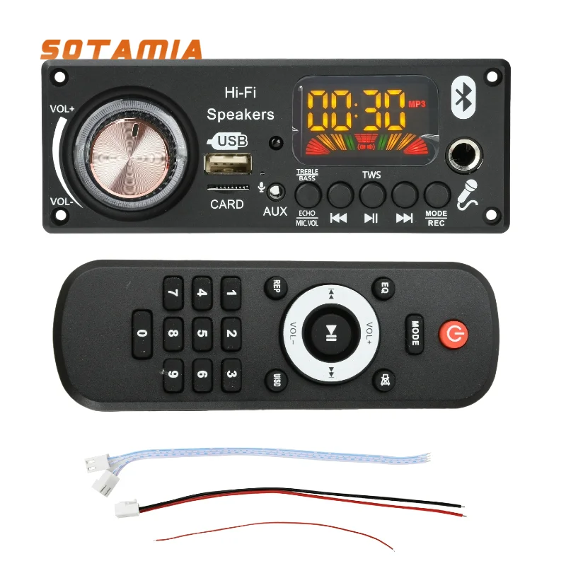 SOTAMIA TPA3116D2 Power amplifier 12V MP3 Bluetooth decoding board car audio 2*100W Stereo audio amplifier D186BT