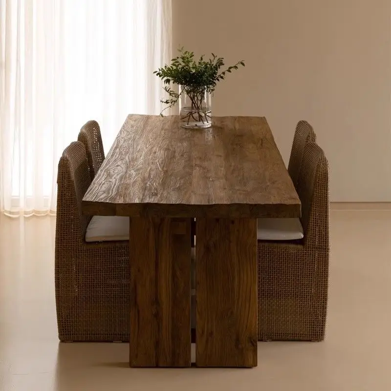 Log dining table board table simple retro desk log home dining