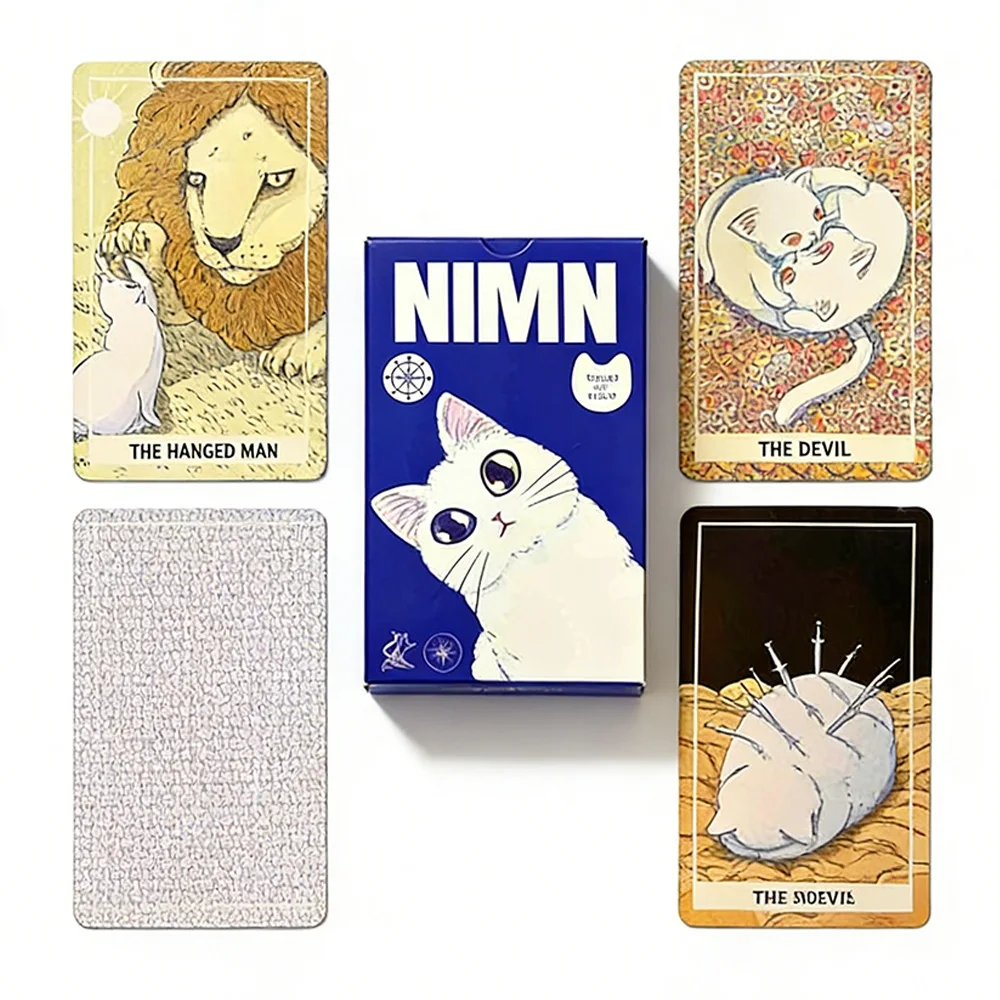 

Карты Таро NIMN White Cat (10,3x6,0 см), мистическая колода для гадания из 78 карт, портативный карманный размер, идеальный подарок для вечеринки