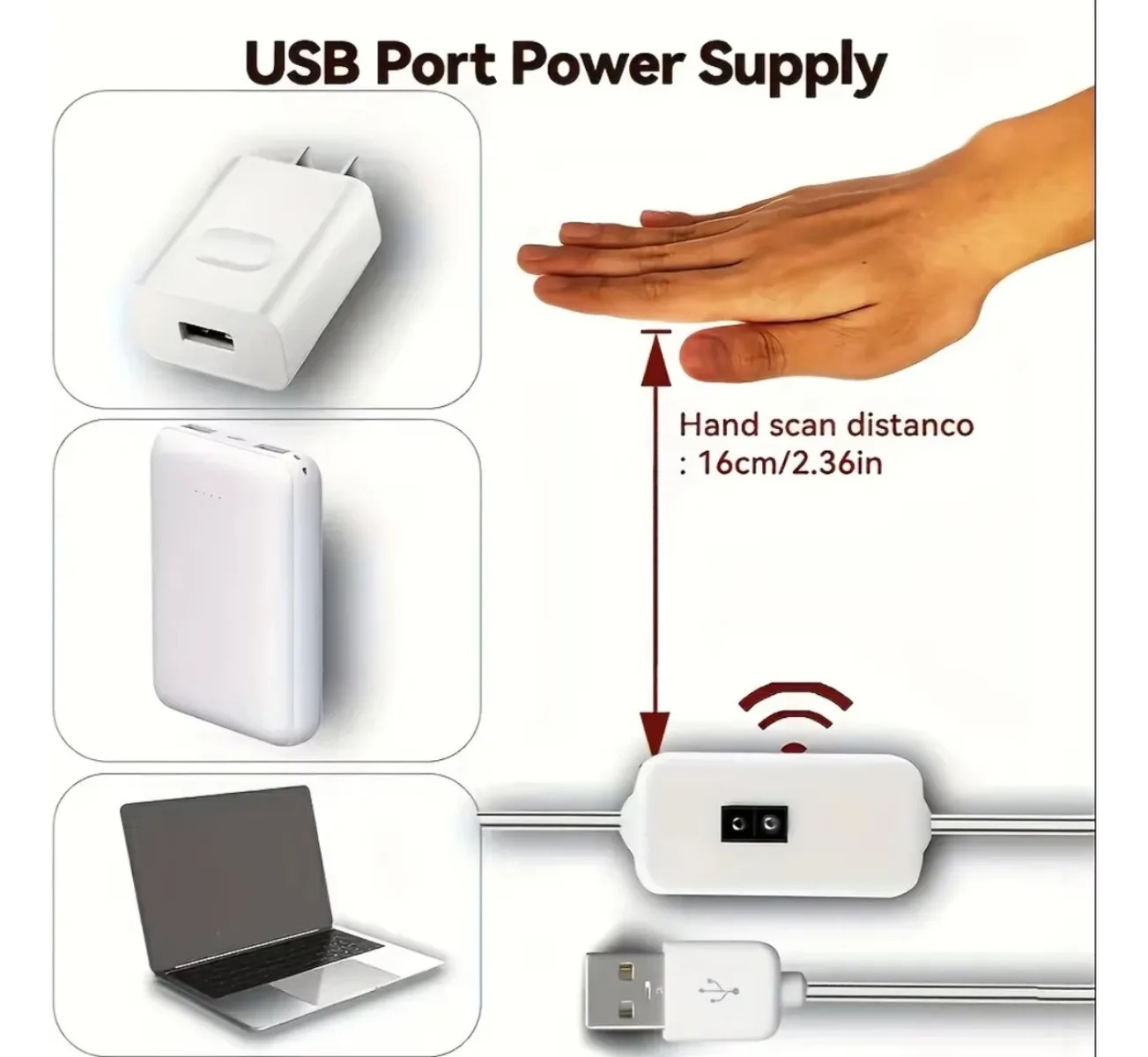 Striscia LED USB 5V con sensore di scansione manuale Interruttore ON/OFF Dimmerabile 2835 Lampada a nastro flessibile per TV Retroilluminazione Armadio Arredamento della stanza