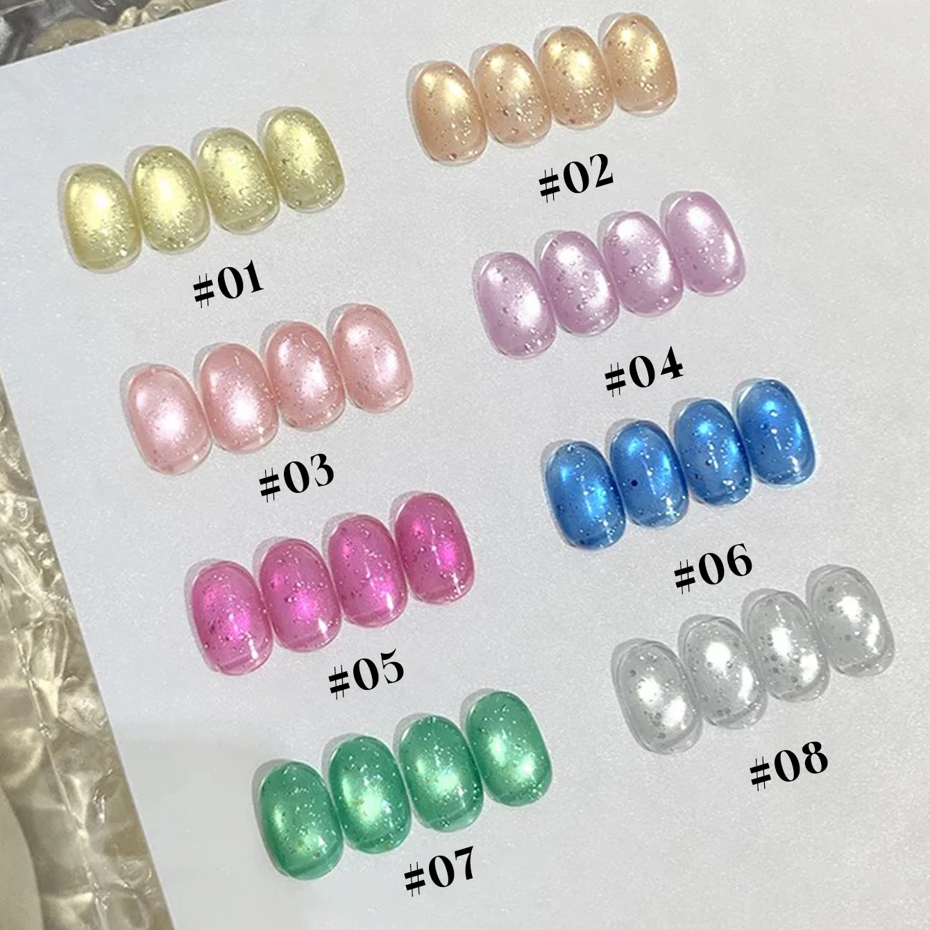 

12ML 1-8pcs Summer Nails Hot Style Beach Essentials Whitening Bubble Water Popular Glass Bead Cat Eye Magnet Gel Nail Polish