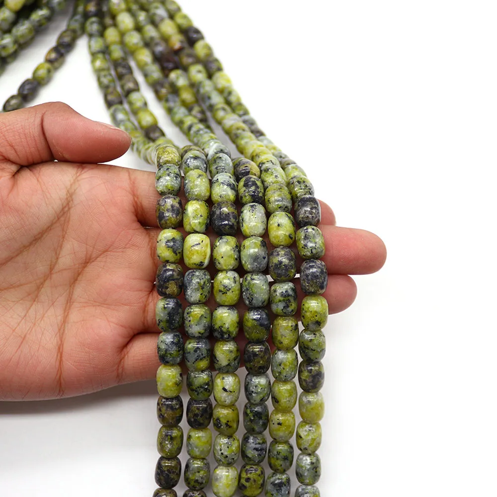 

Classic Colorful Natural Stone Polished Cylinder Imperial Jasper Straight-Hole Loose Beads Turquoise DIY Jewelry Accessories