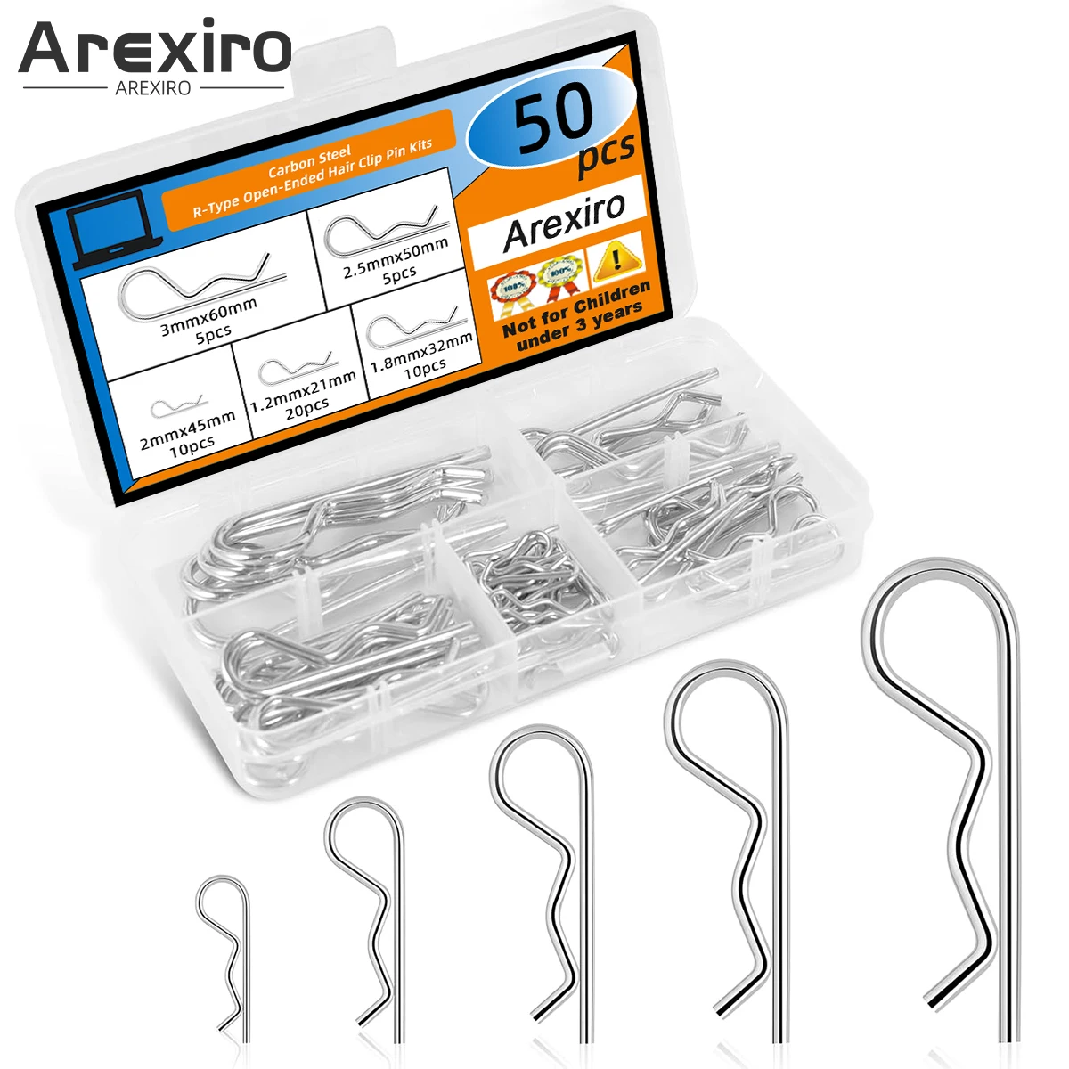 

50 шт., комбинированный комплект штифтов с R-образным зажимом, сверхмощные аппаратные штифты, пружинные крепежные штифты, подвесные штифты, используемые для блокировки прицепа