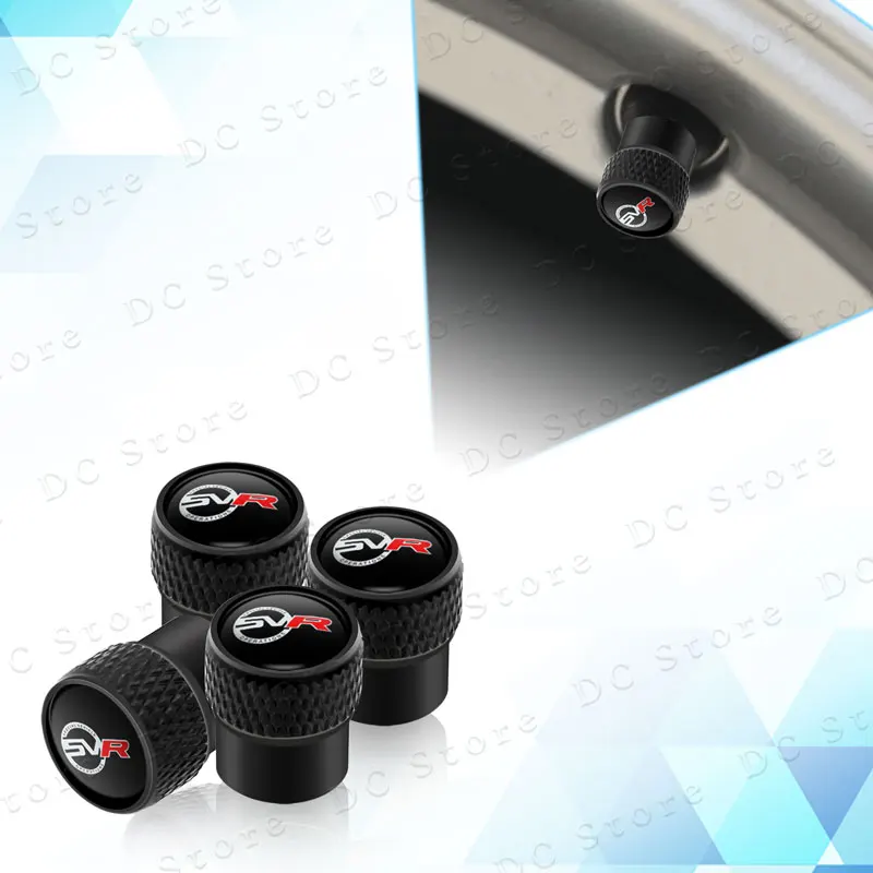 Car Styling 4Pcs SVR Logo Car Wheel Tire Stem Air Valve Caps Dust Proof Covers For Discovery 4 5 Range Rover Evoque Sport L494