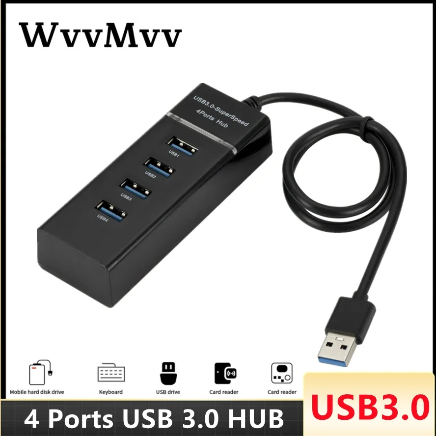 

4 Ports USB HUB 3.0 5Gbps High Speed Multi USB Splitter USB 3.0 HUB Expander Power Adapter For PC Computer Laptop Accessories